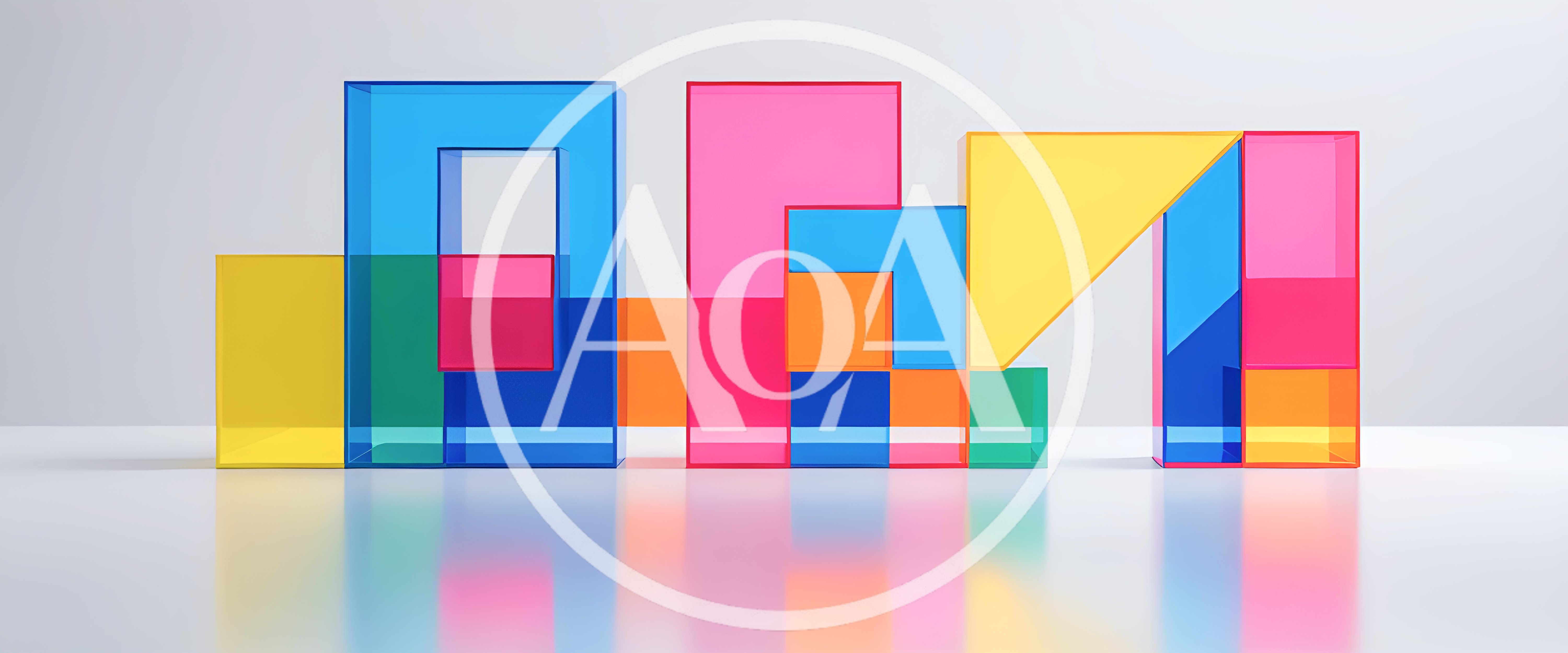 Abstract Geometric Glass Blocks On White Background