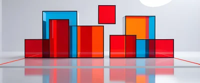 Abstract Geometric Glass Cubes With Vibrant Colors
