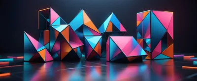 Abstract Geometric Shapes With Neon Lighting