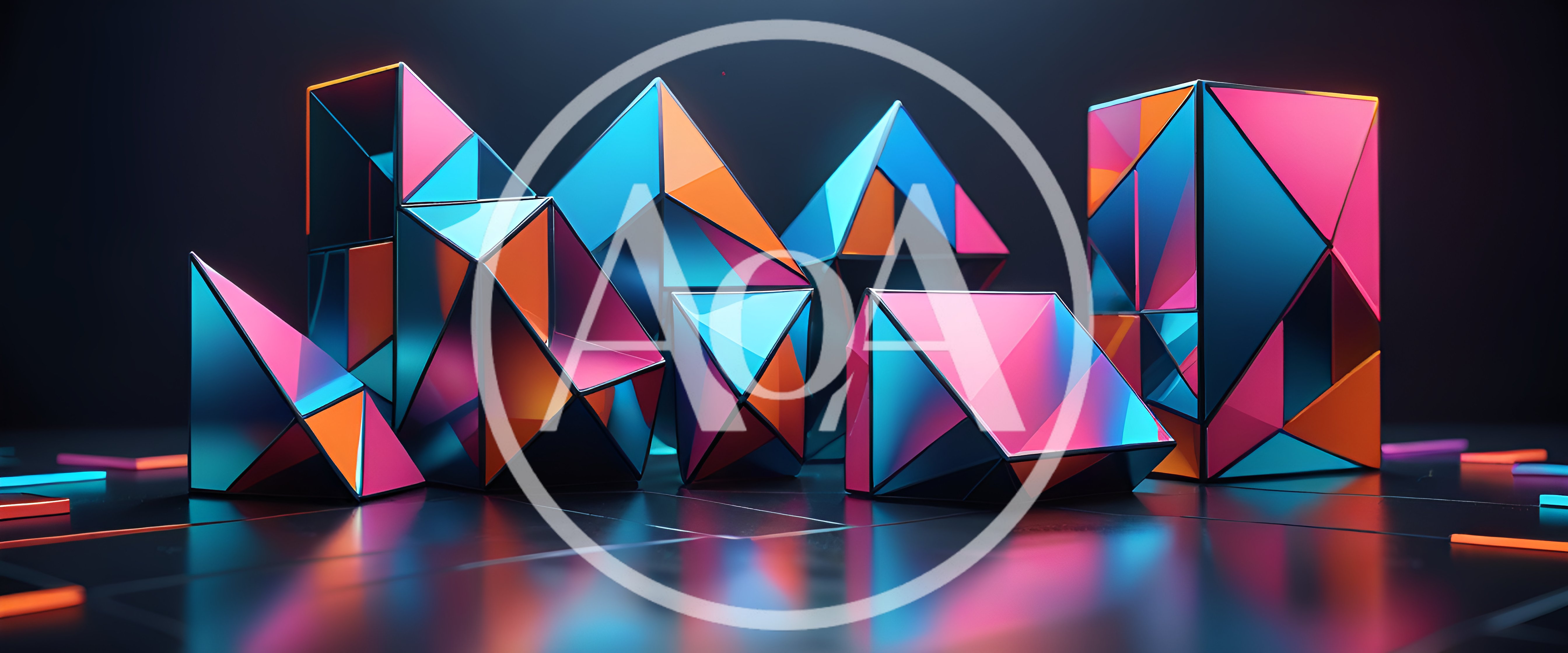 Abstract Geometric Shapes With Neon Lighting