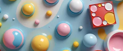 Abstract 3D Composition With Colorful Spheres And Shapes