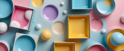 Abstract 3D Composition With Geometric Shapes And Pastel Colors