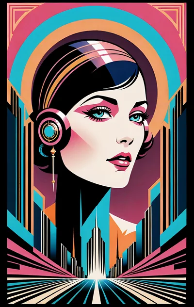 Art Deco Style Portrait Of A Flapper Woman