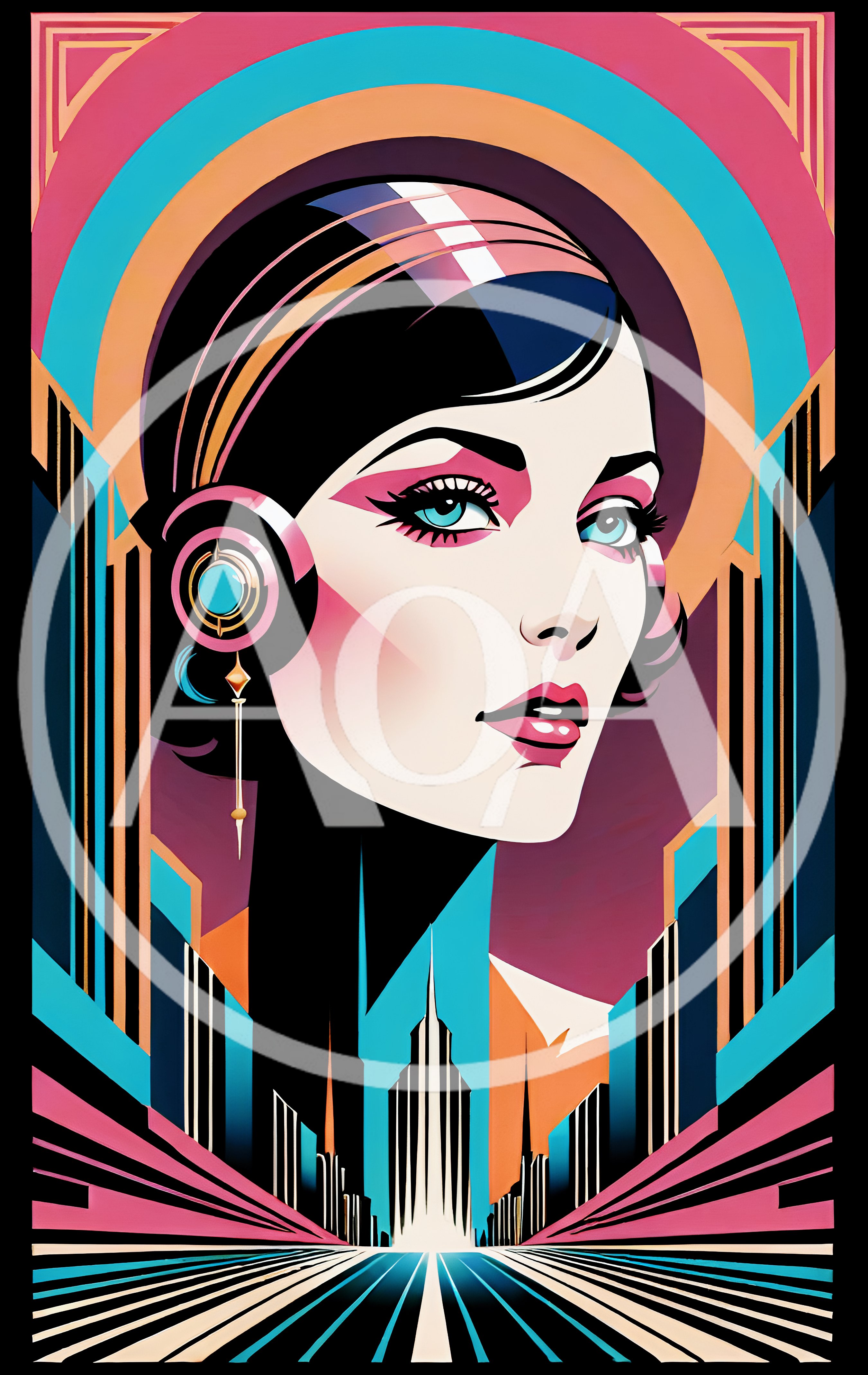 Art Deco Style Portrait Of A Flapper Woman