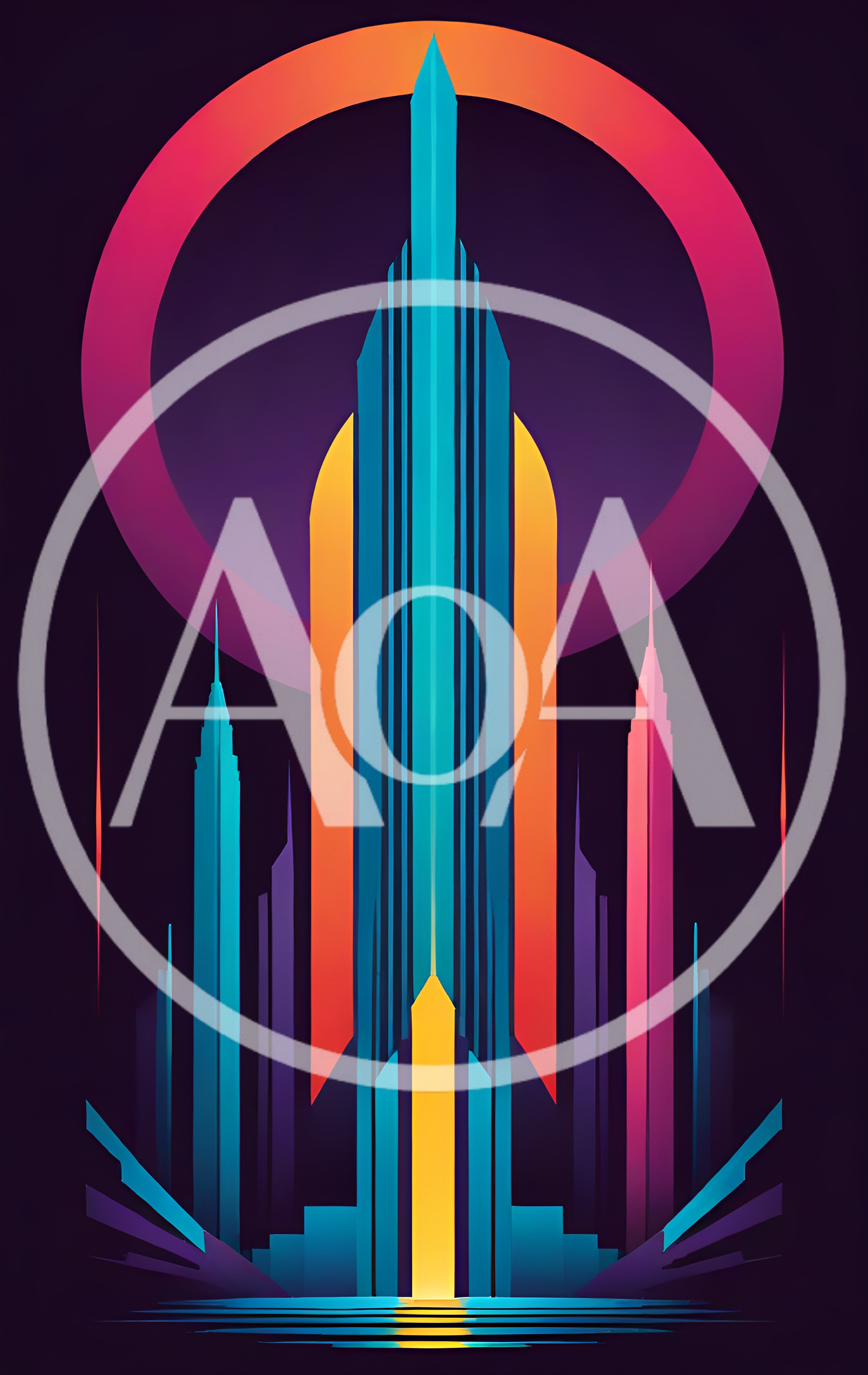 Art Deco Style Futuristic Cityscape Illustration