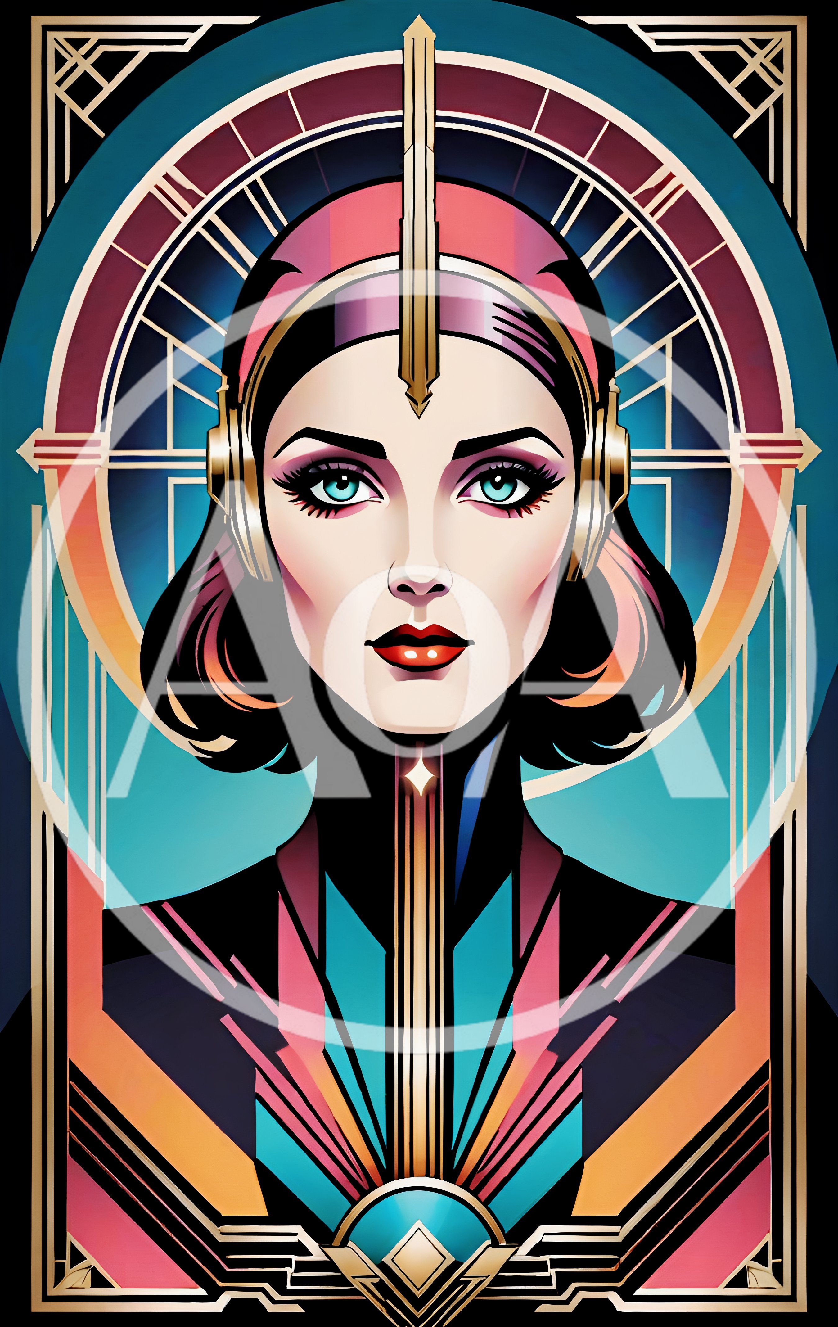 Art Deco Portrait Of A Futuristic Woman