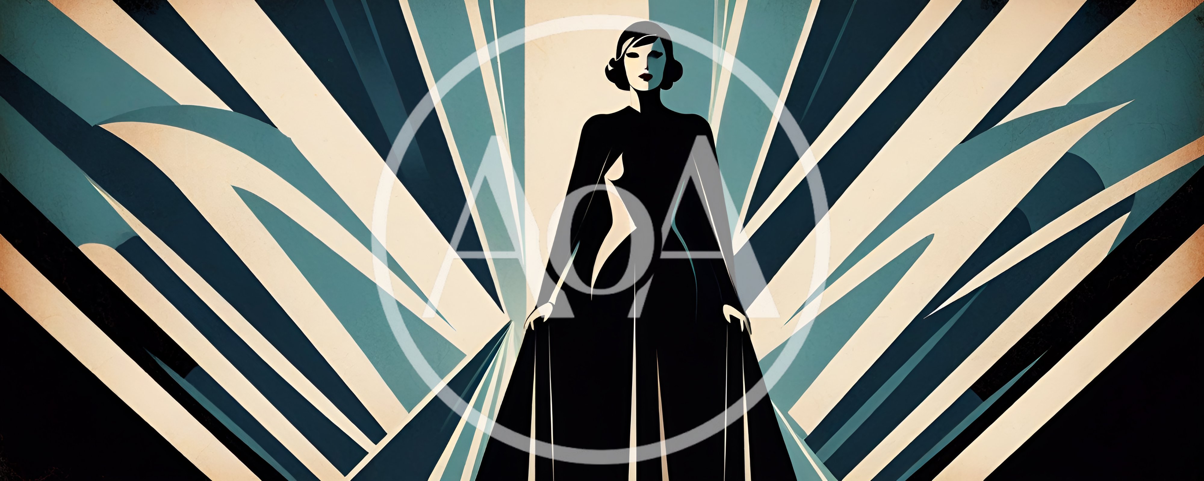 Art Deco Illustration Of A Woman In A Gown