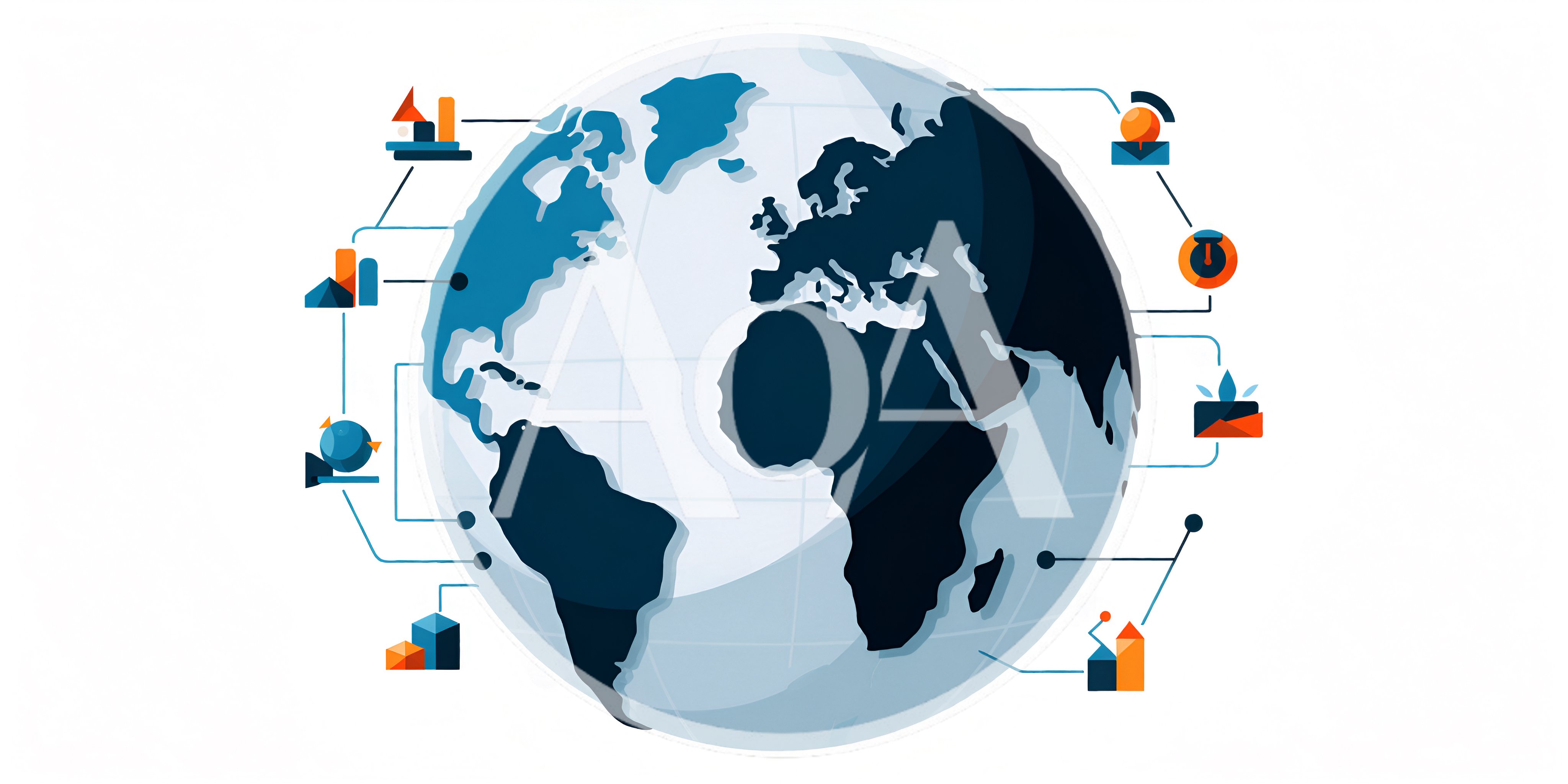 Global Business Data Visualization With Connected Infographic Icons