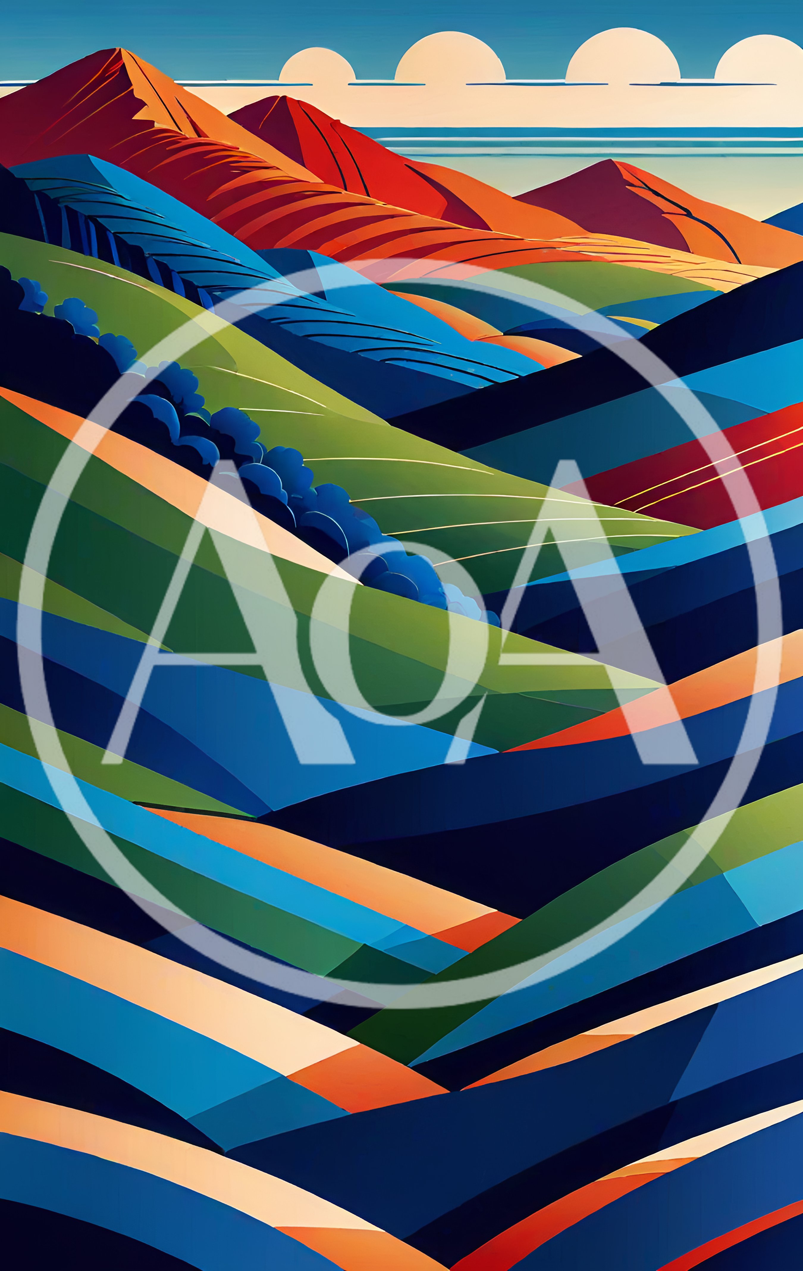 Abstract Stylized Mountain Landscape Digital Illustration