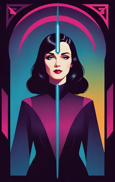 Art Deco Portrait Of A Woman With A Geometric Blade
