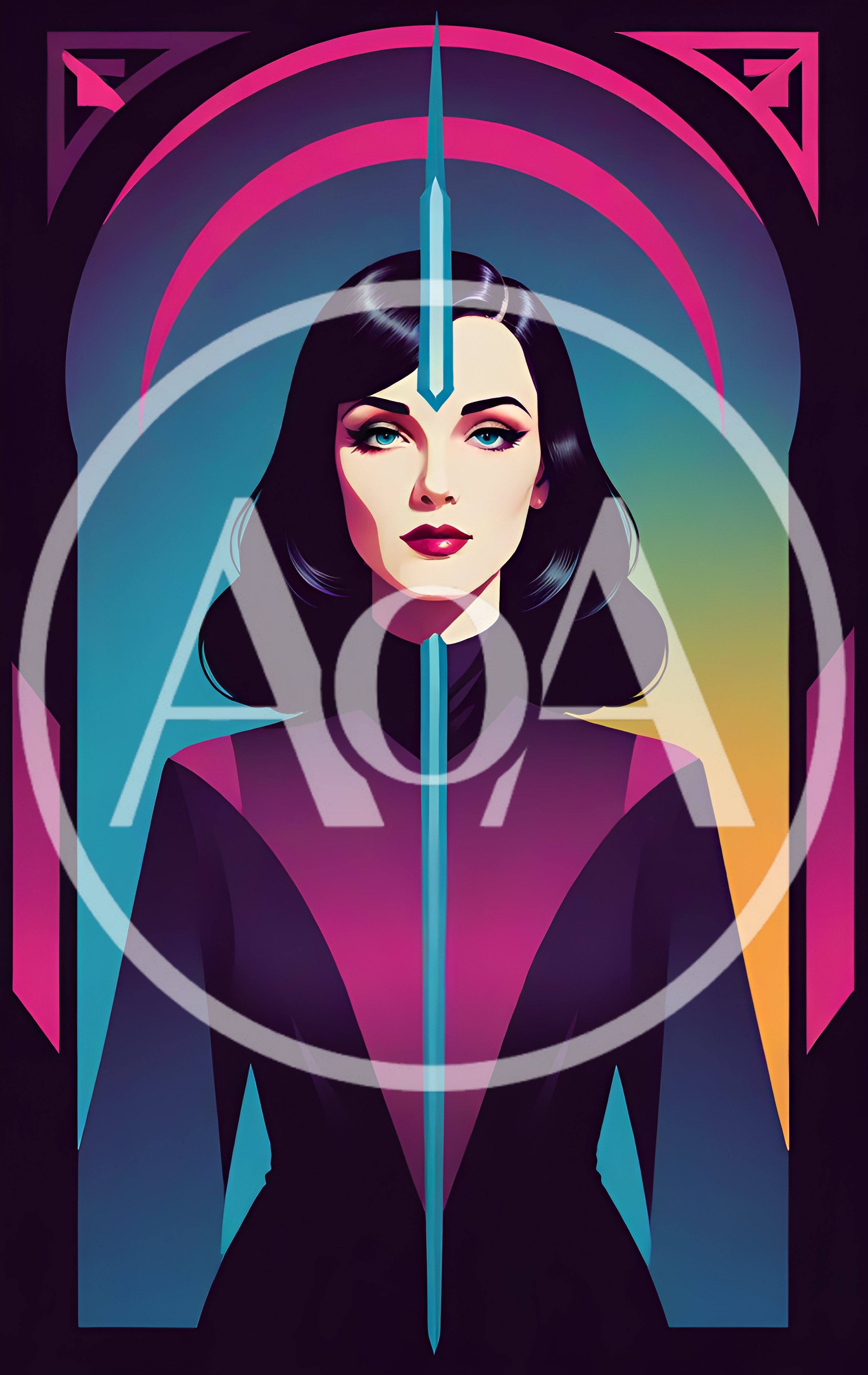 Art Deco Portrait Of A Woman With A Geometric Blade