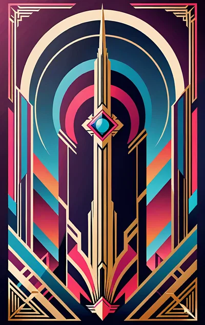 Art Deco Style Abstract Skyscraper Illustration