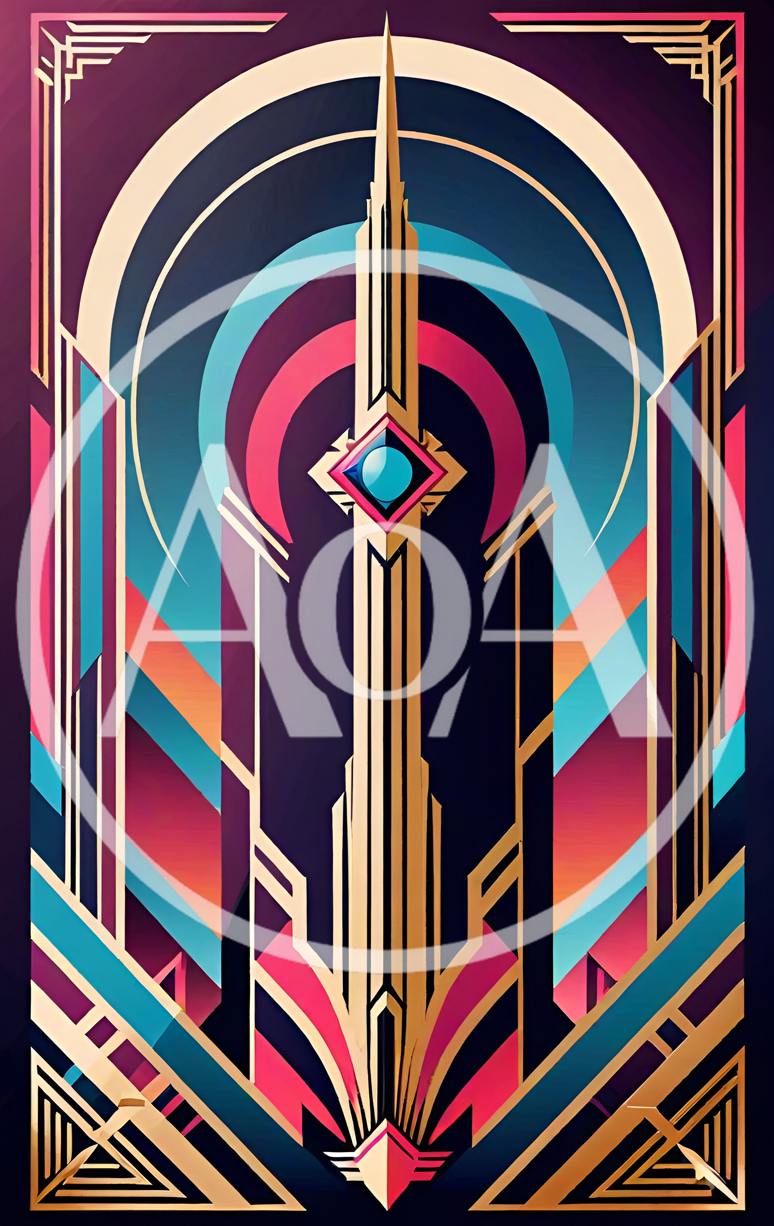 Art Deco Style Abstract Skyscraper Illustration