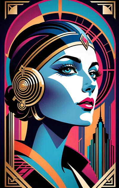Art Deco Style Portrait Of A Futuristic Woman