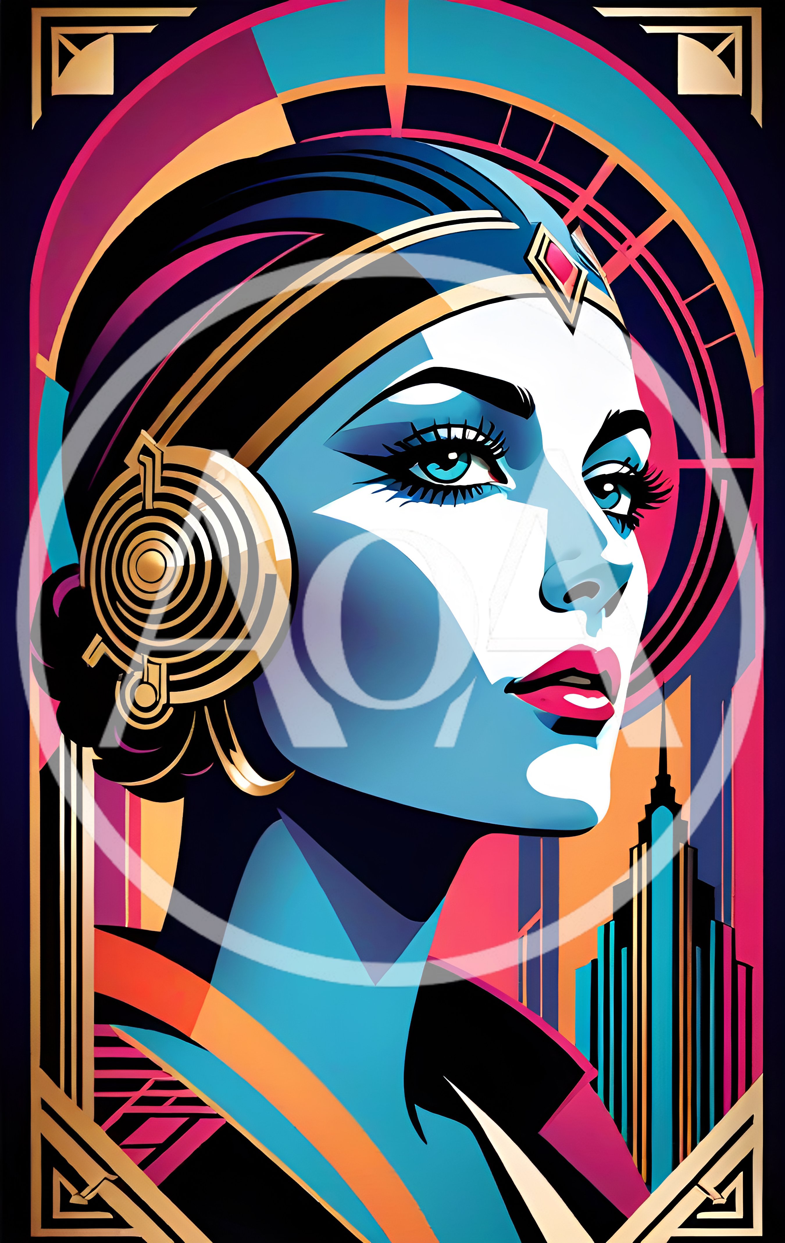 Art Deco Style Portrait Of A Futuristic Woman