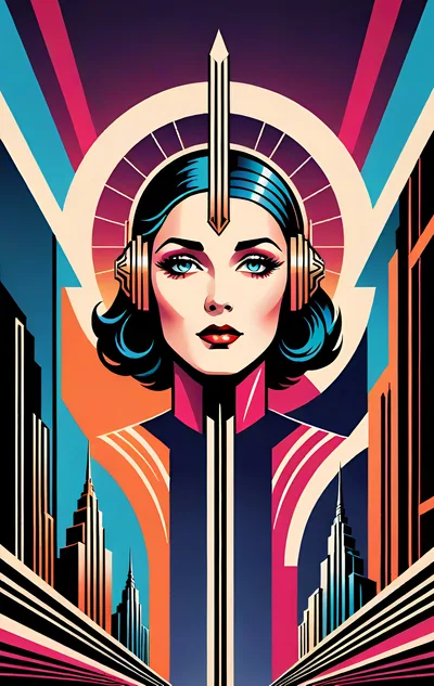 Art Deco Style Portrait Of A Futuristic Woman