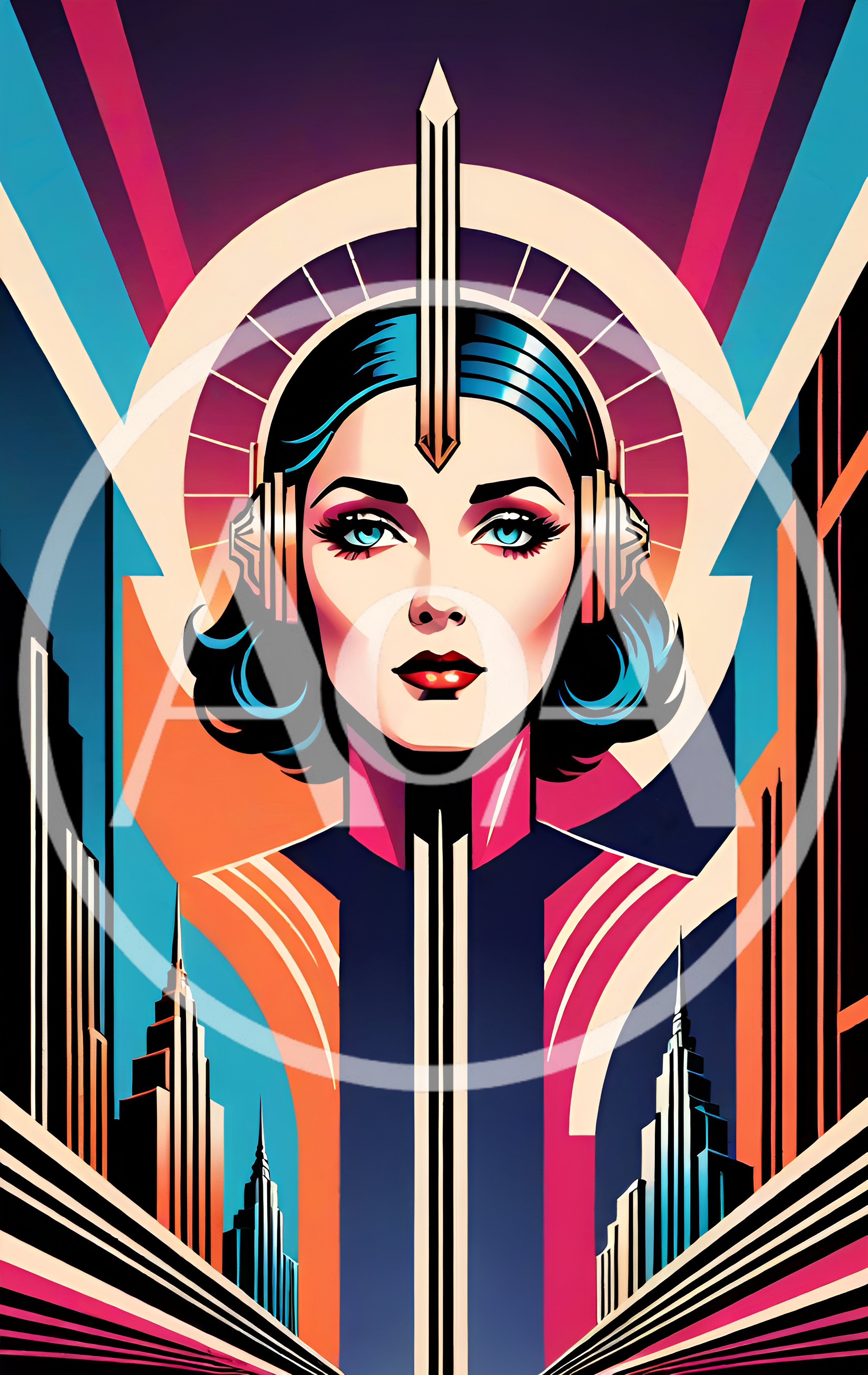 Art Deco Style Portrait Of A Futuristic Woman