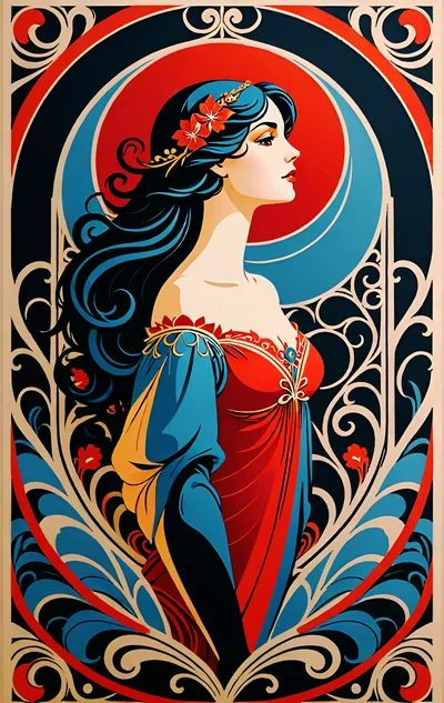 Art Nouveau Illustration Of A Woman In Profile