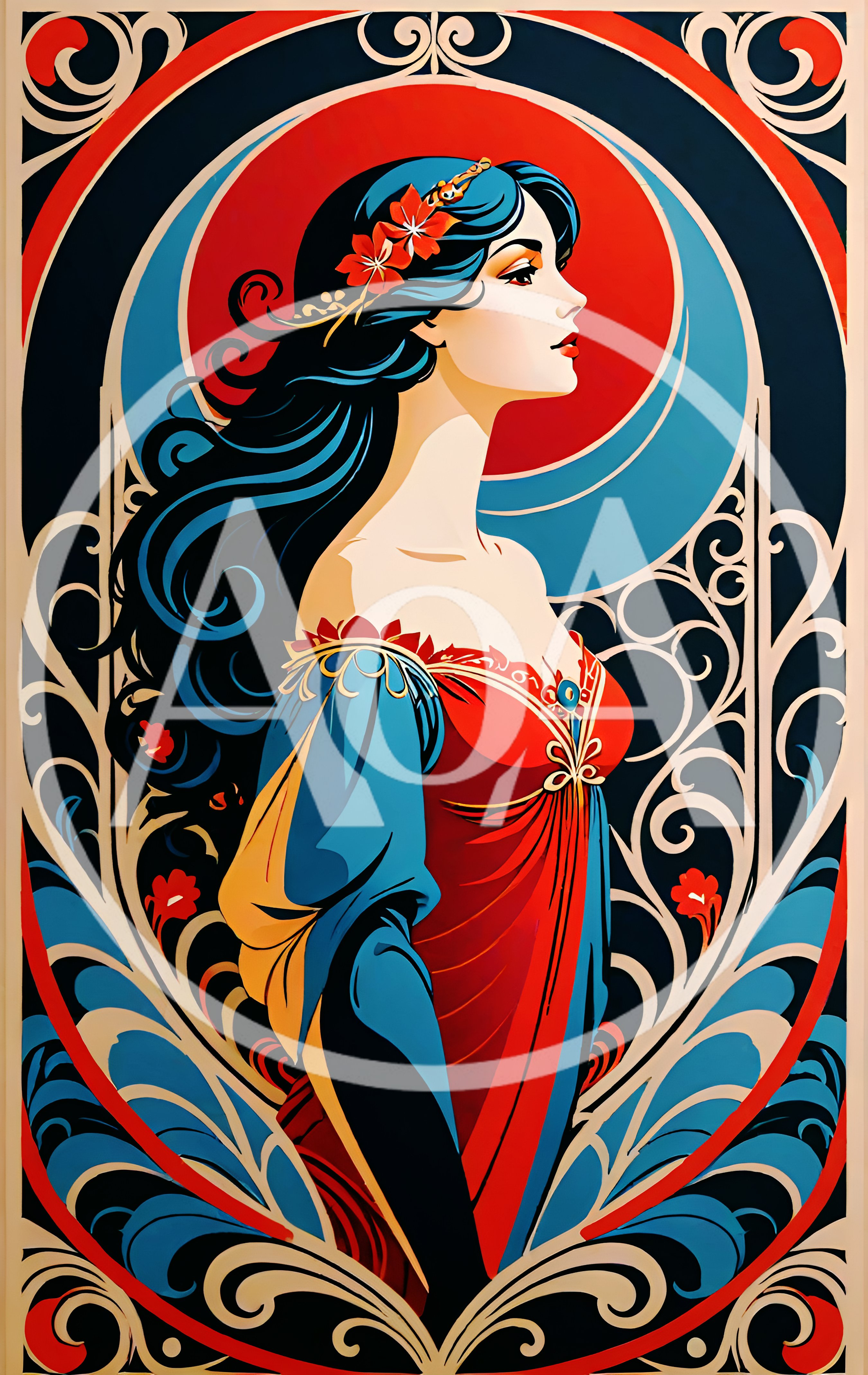 Art Nouveau Illustration Of A Woman In Profile