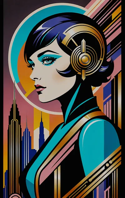 Art Deco Style Portrait Of A Futuristic Woman