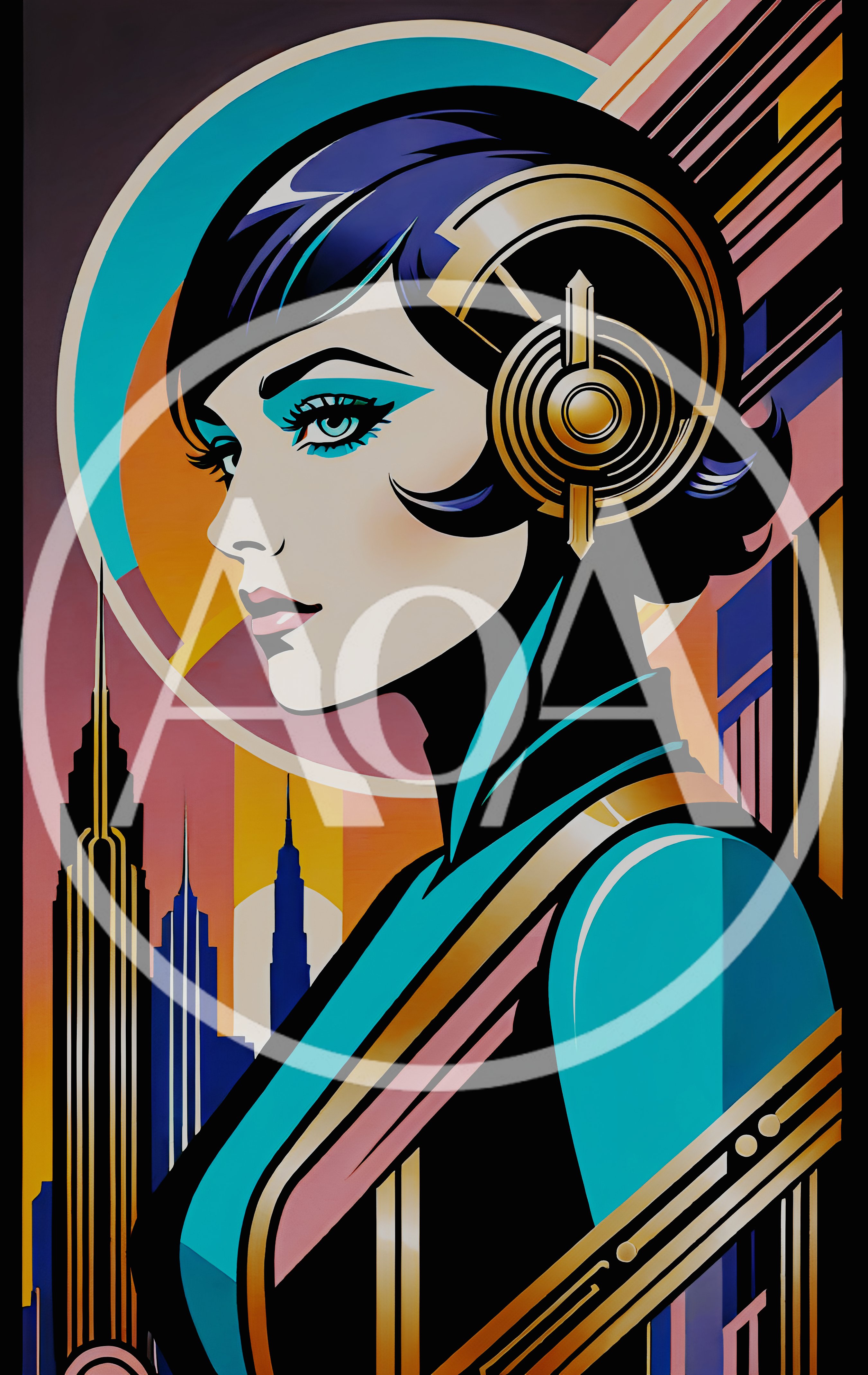 Art Deco Style Portrait Of A Futuristic Woman
