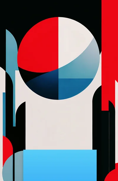 Abstract Geometric Composition With Bold Shapes And Colors