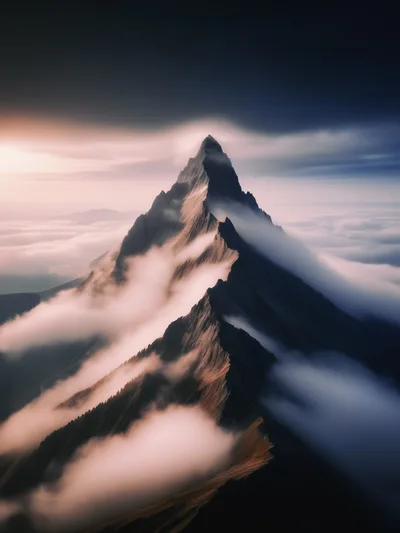 Majestic Mountain Peak Above A Sea Of Clouds