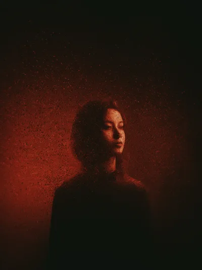 Portrait Of A Young Woman In Red Lighting