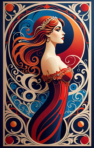 Art Nouveau Illustration Of A Woman In Profile