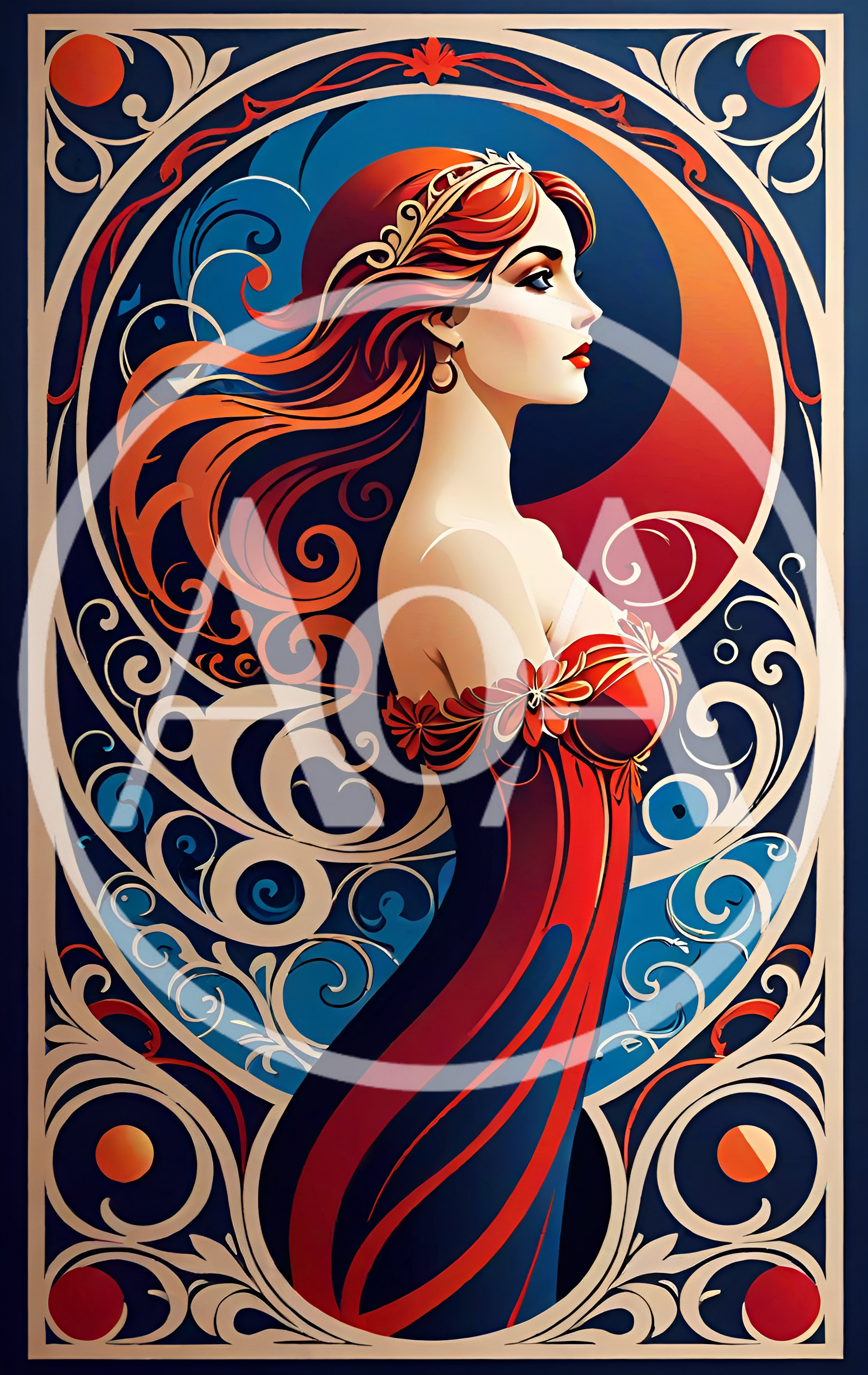 Art Nouveau Illustration Of A Woman In Profile