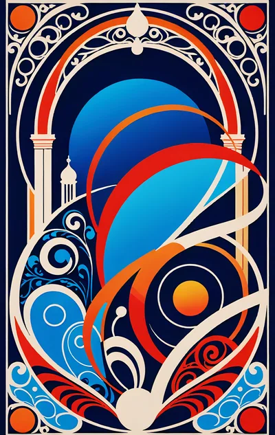 Abstract Art Nouveau Illustration With Architectural Elements