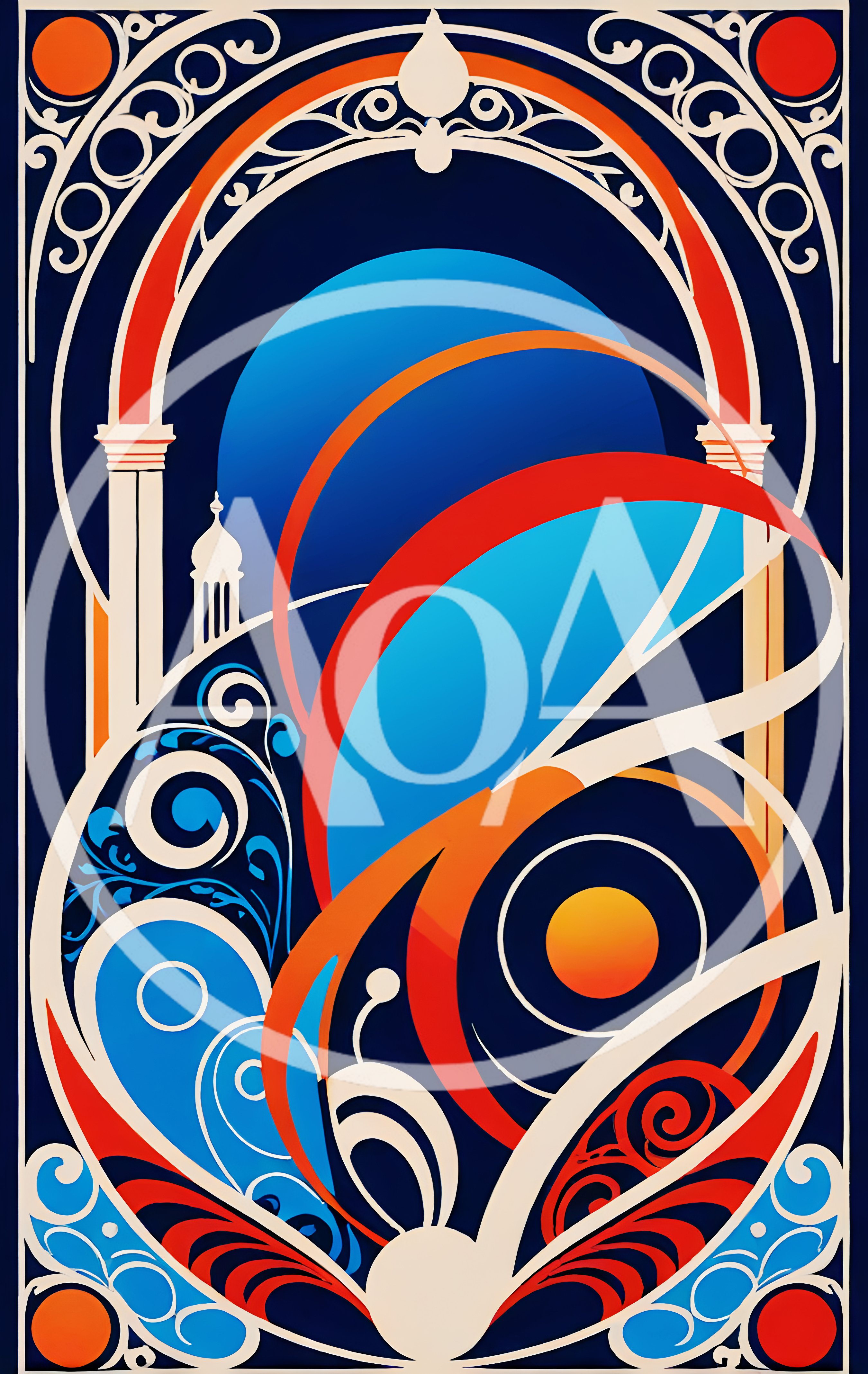 Abstract Art Nouveau Illustration With Architectural Elements