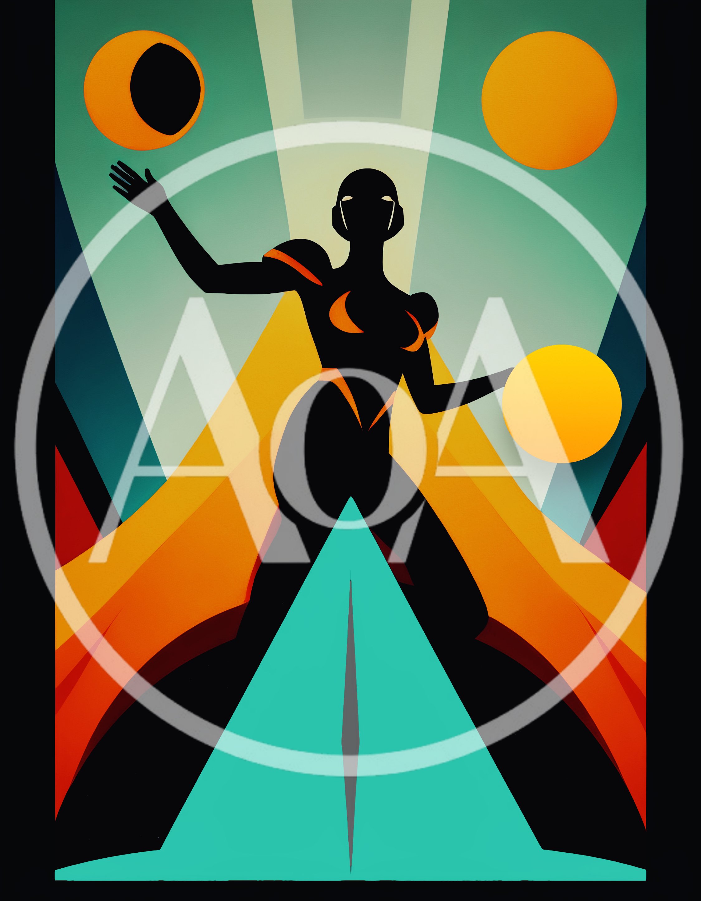 Art Deco Style Silhouette Of A Celestial Goddess