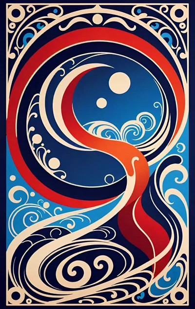 Art Nouveau Style Abstract Wave Illustration