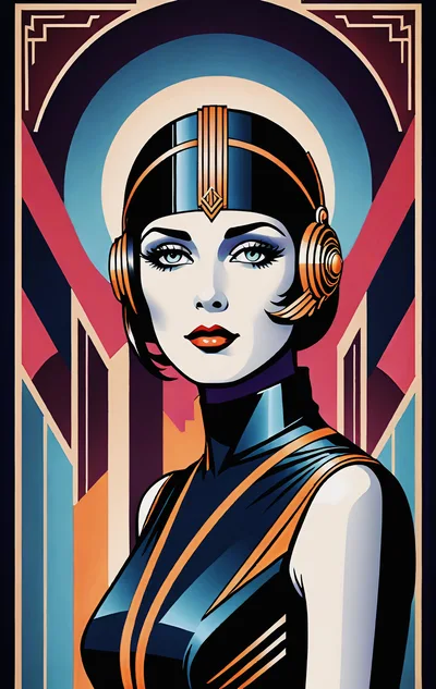 Art Deco Style Portrait Of A Futuristic Woman