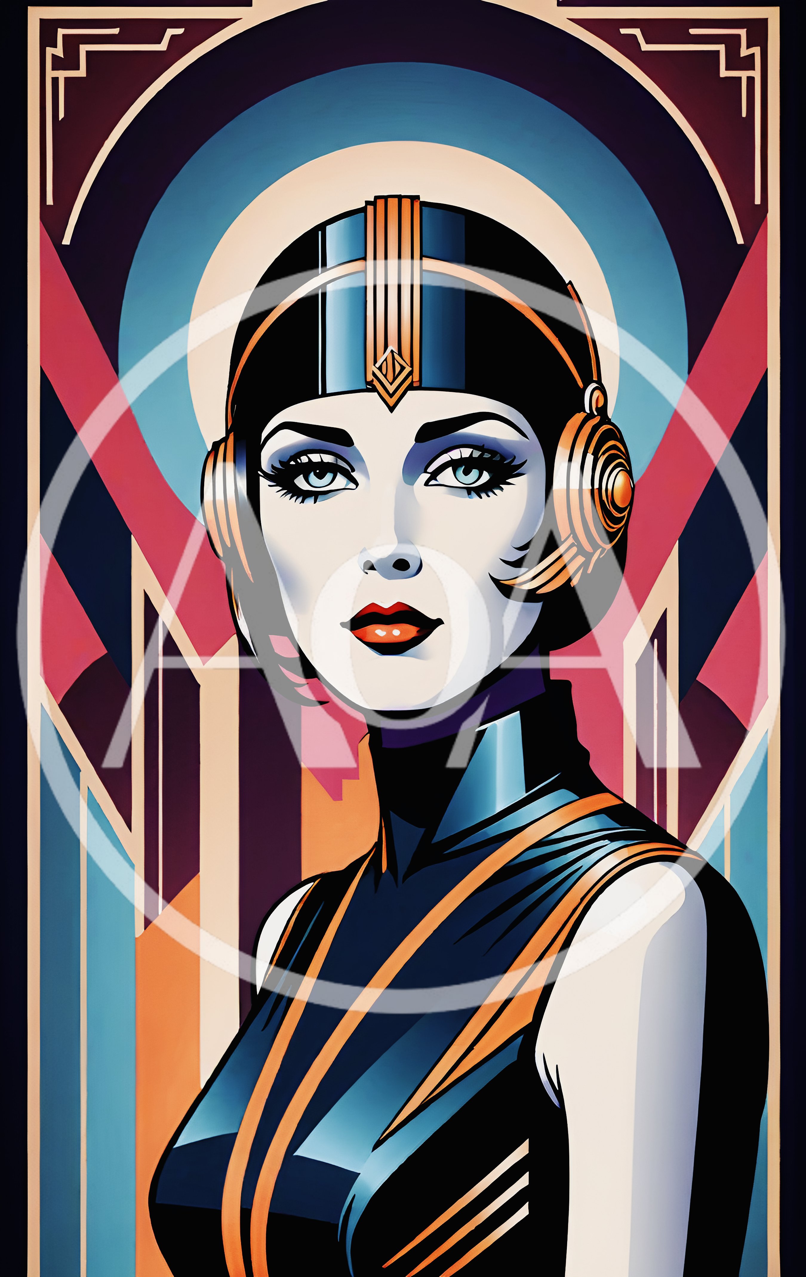 Art Deco Style Portrait Of A Futuristic Woman