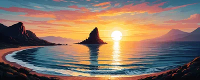 Stunning Sunset Over A Tropical Island Seascape