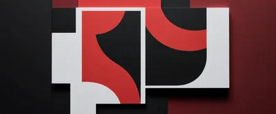 Abstract Geometric Composition With Red Black And White Shapes