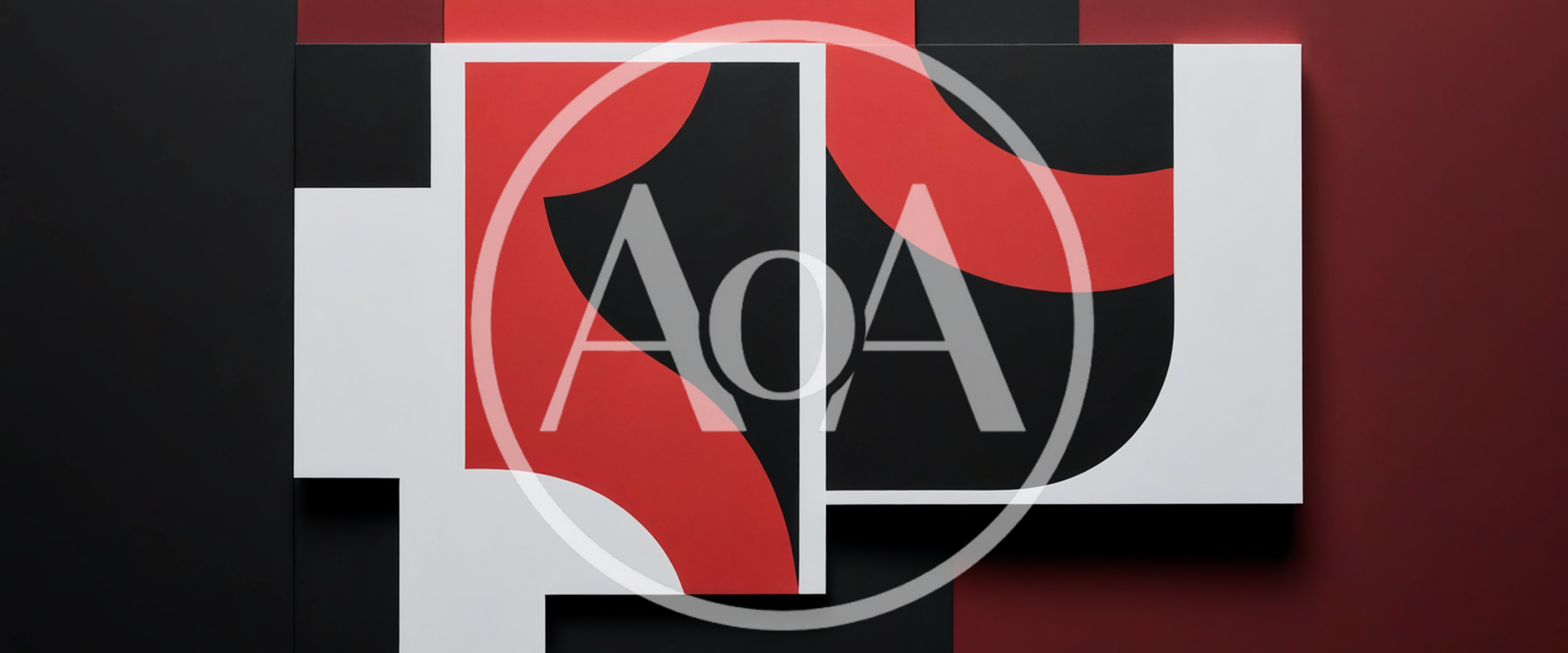 Abstract Geometric Composition With Red Black And White Shapes