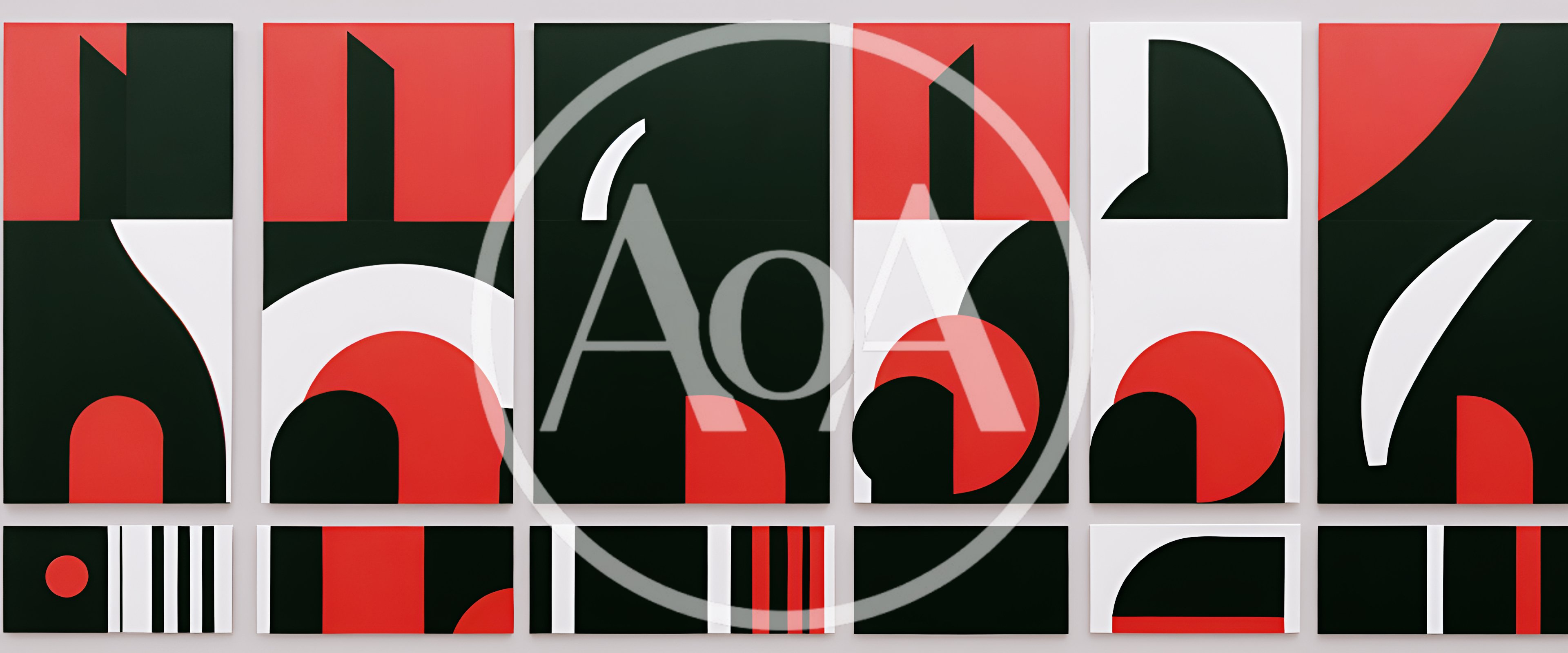 Abstract Geometric Wall Art Panels In Red Black And White