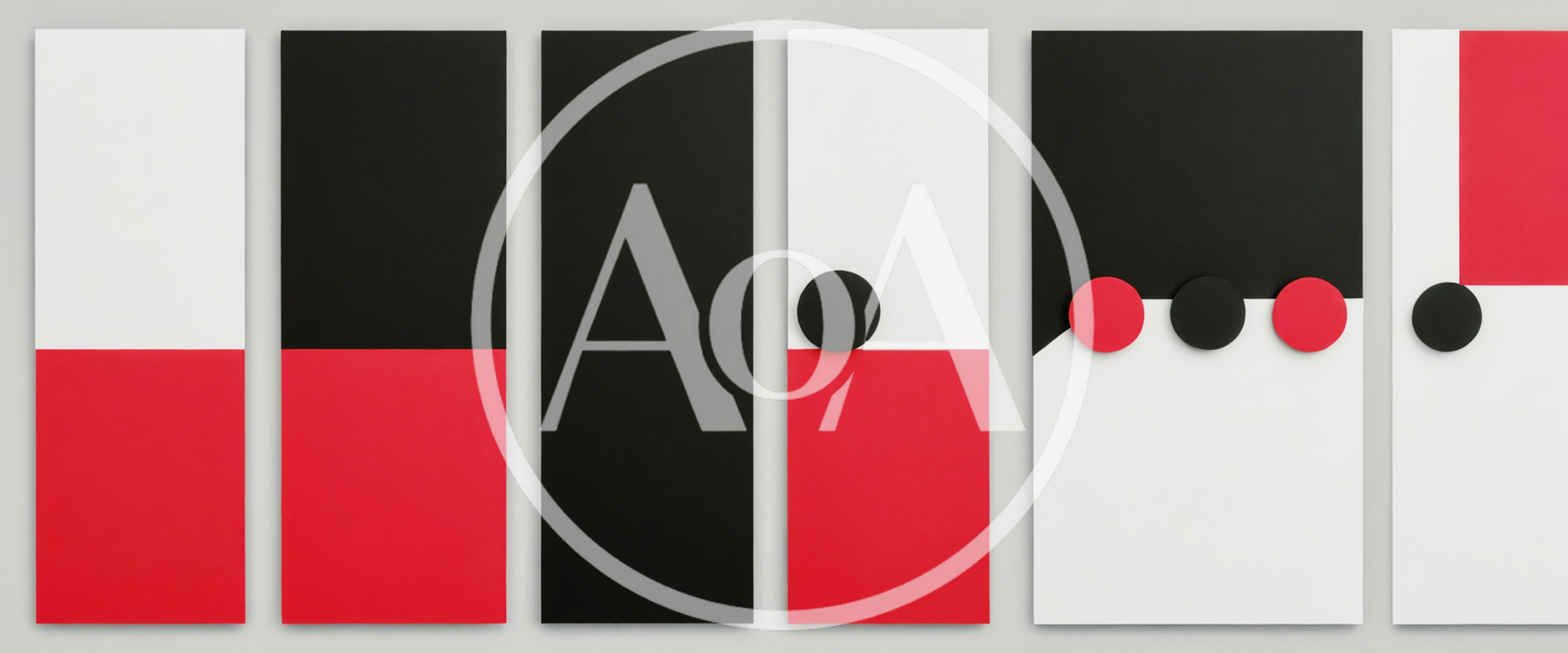Abstract Geometric Art Panels With Red Black And White