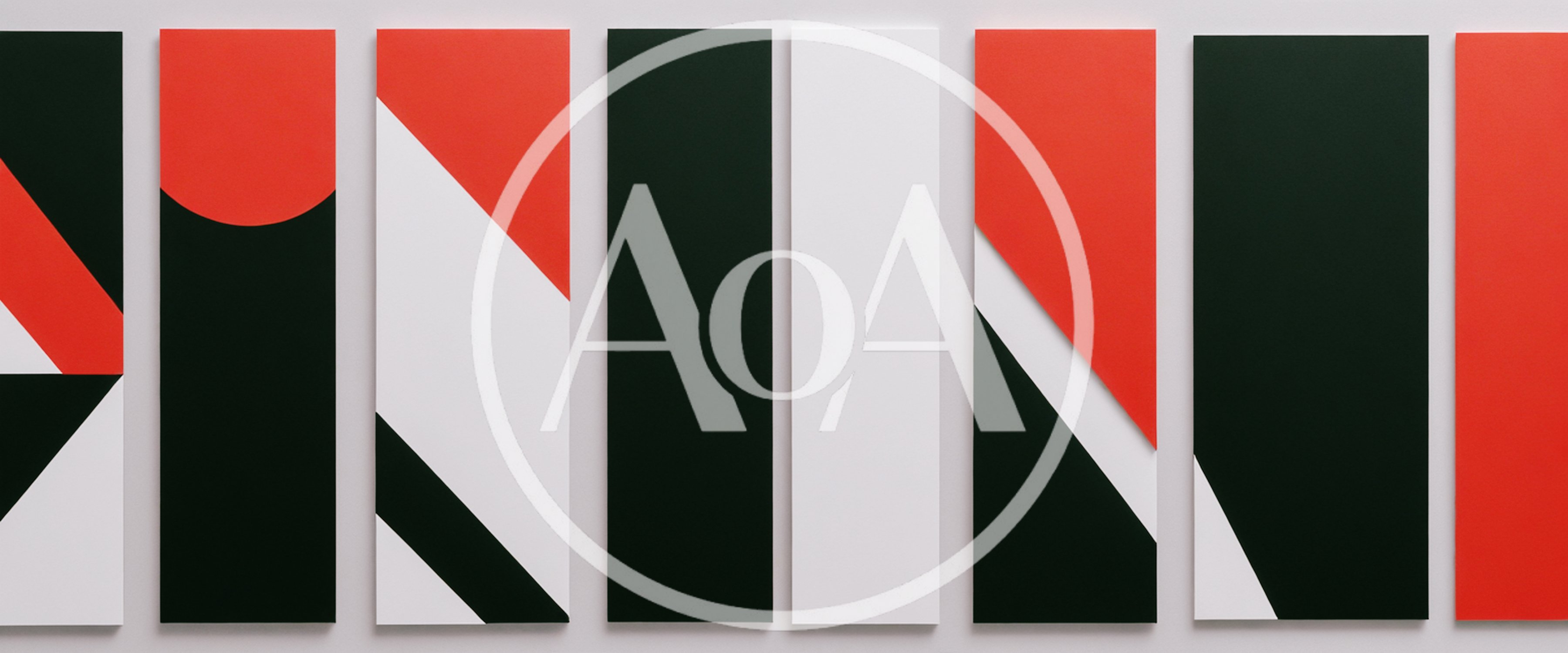 Abstract Geometric Wall Art Panels In Red Black White