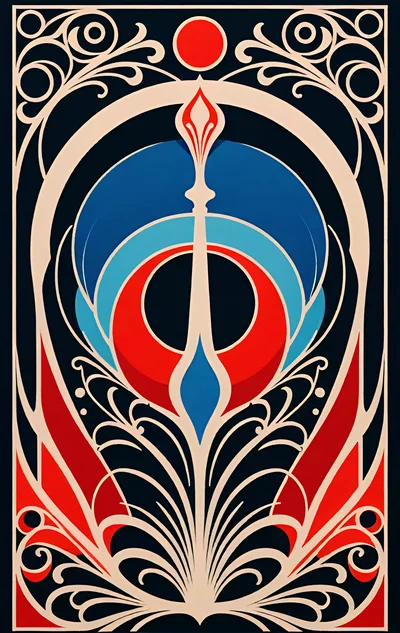 Art Nouveau Style Abstract Floral Pattern Illustration