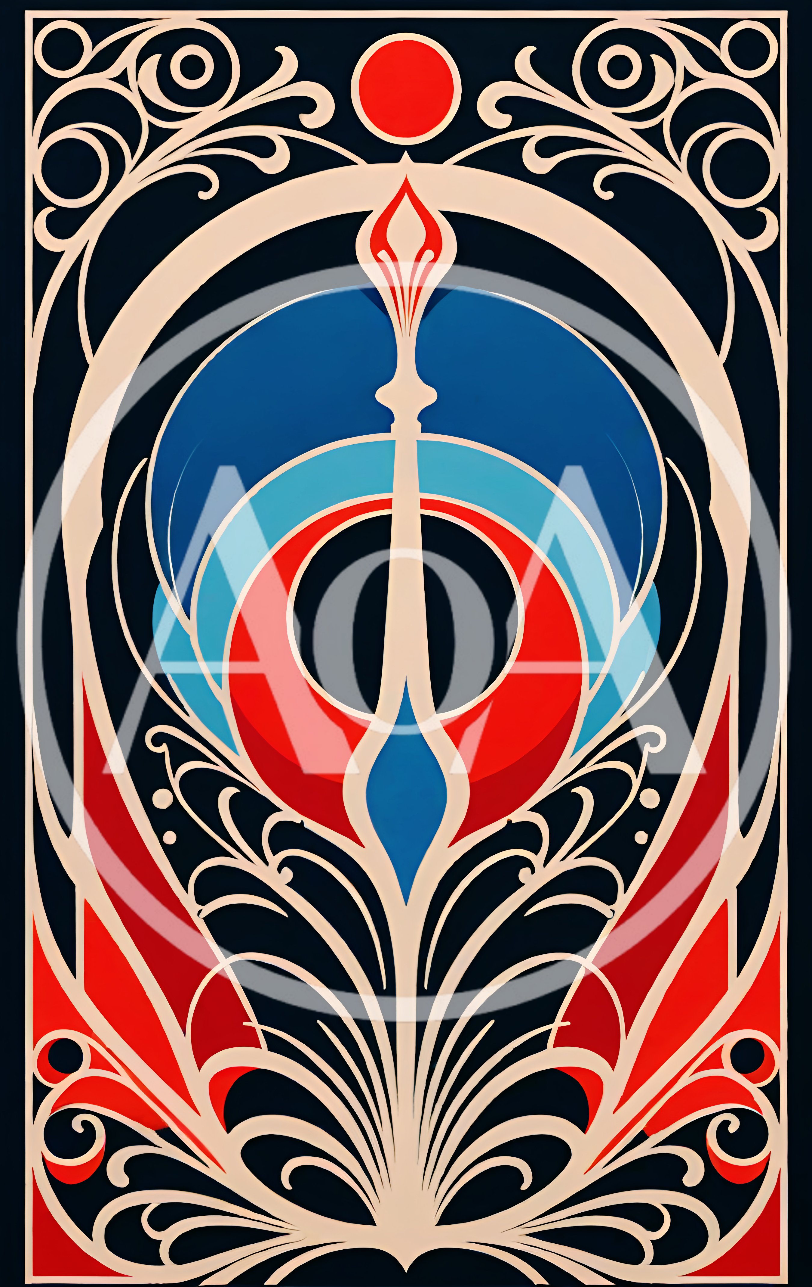 Art Nouveau Style Abstract Floral Pattern Illustration