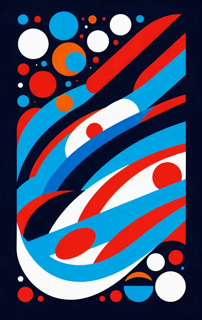 Abstract Geometric Composition With Vibrant Fluid Shapes