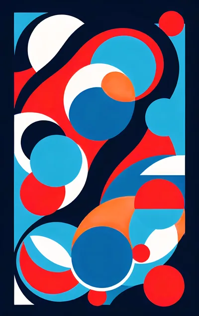 Abstract Geometric Composition With Vibrant Circles And Curves