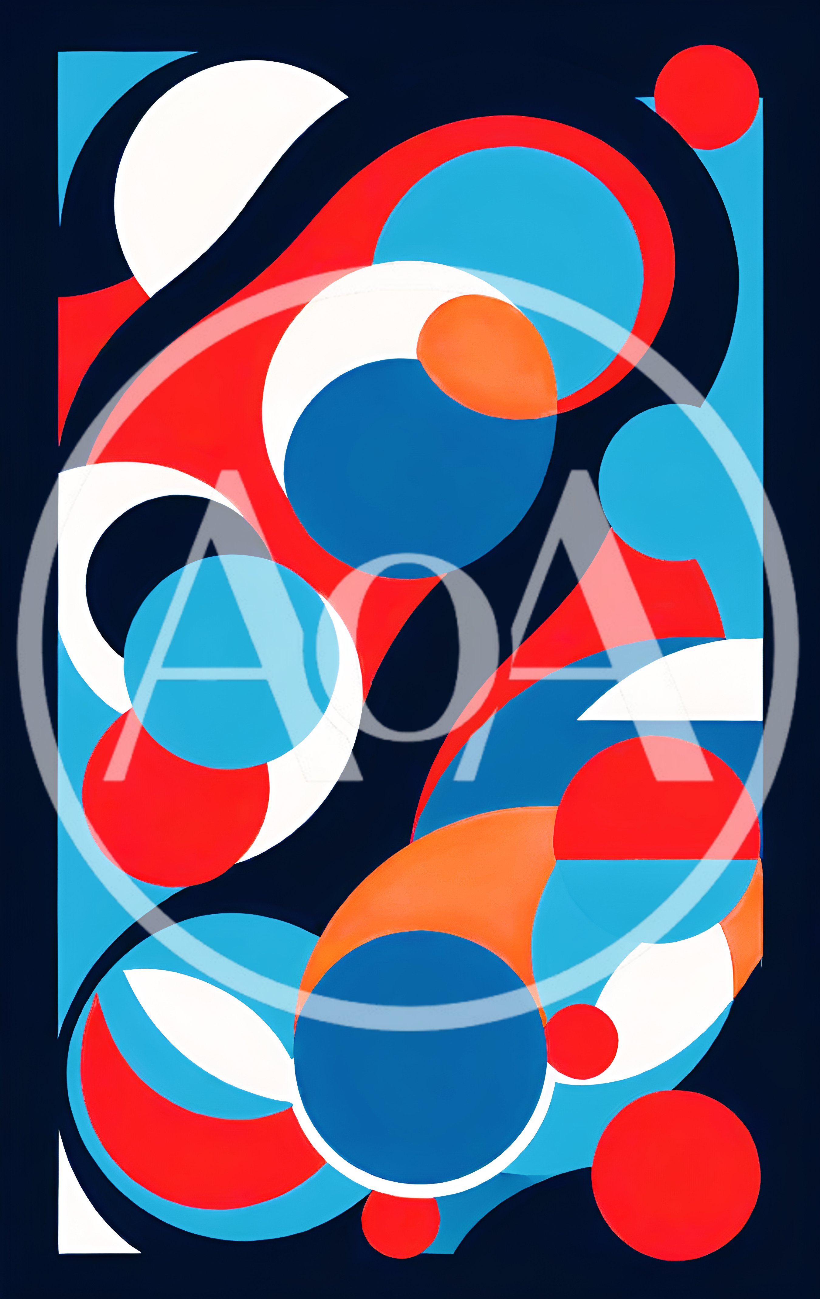 Abstract Geometric Composition With Vibrant Circles And Curves