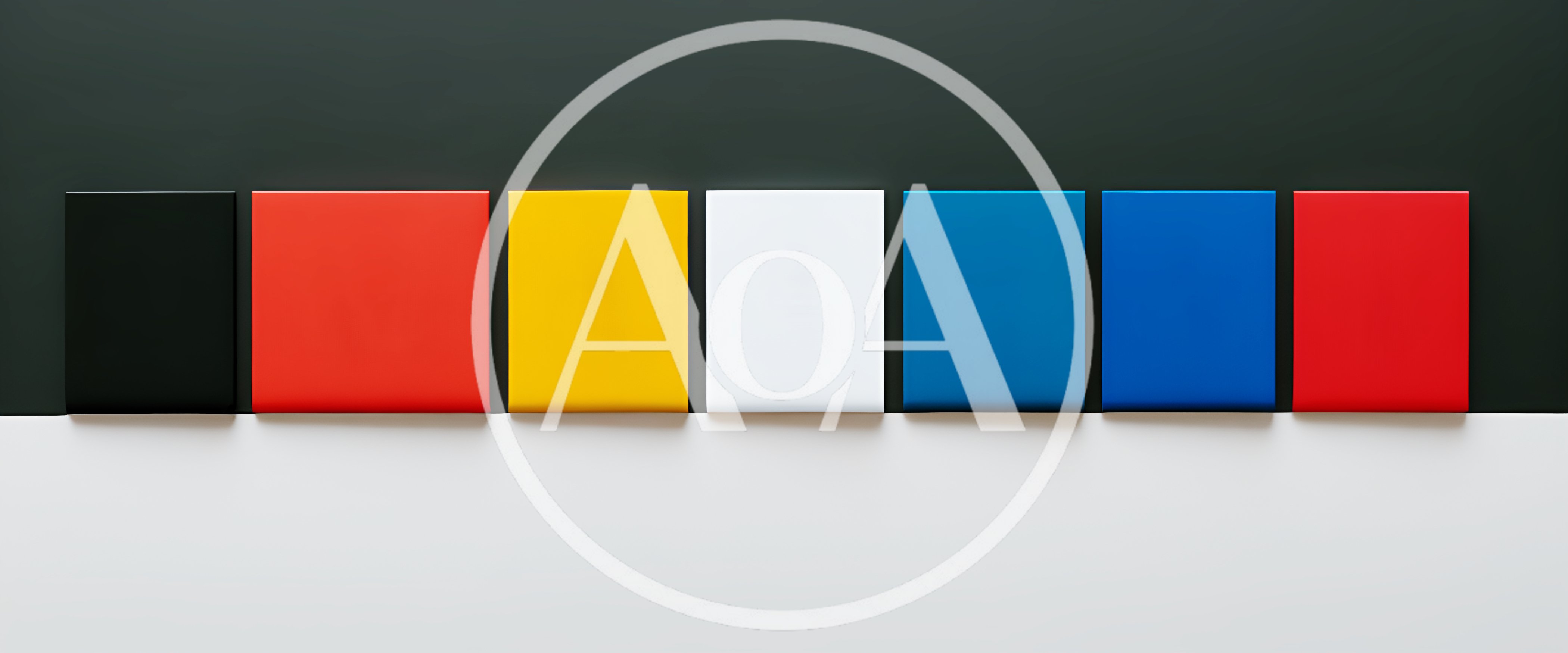Seven Colorful Rectangular Panels Arranged On A Split Background