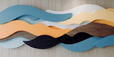 Abstract Layered Wave Wall Art Installation