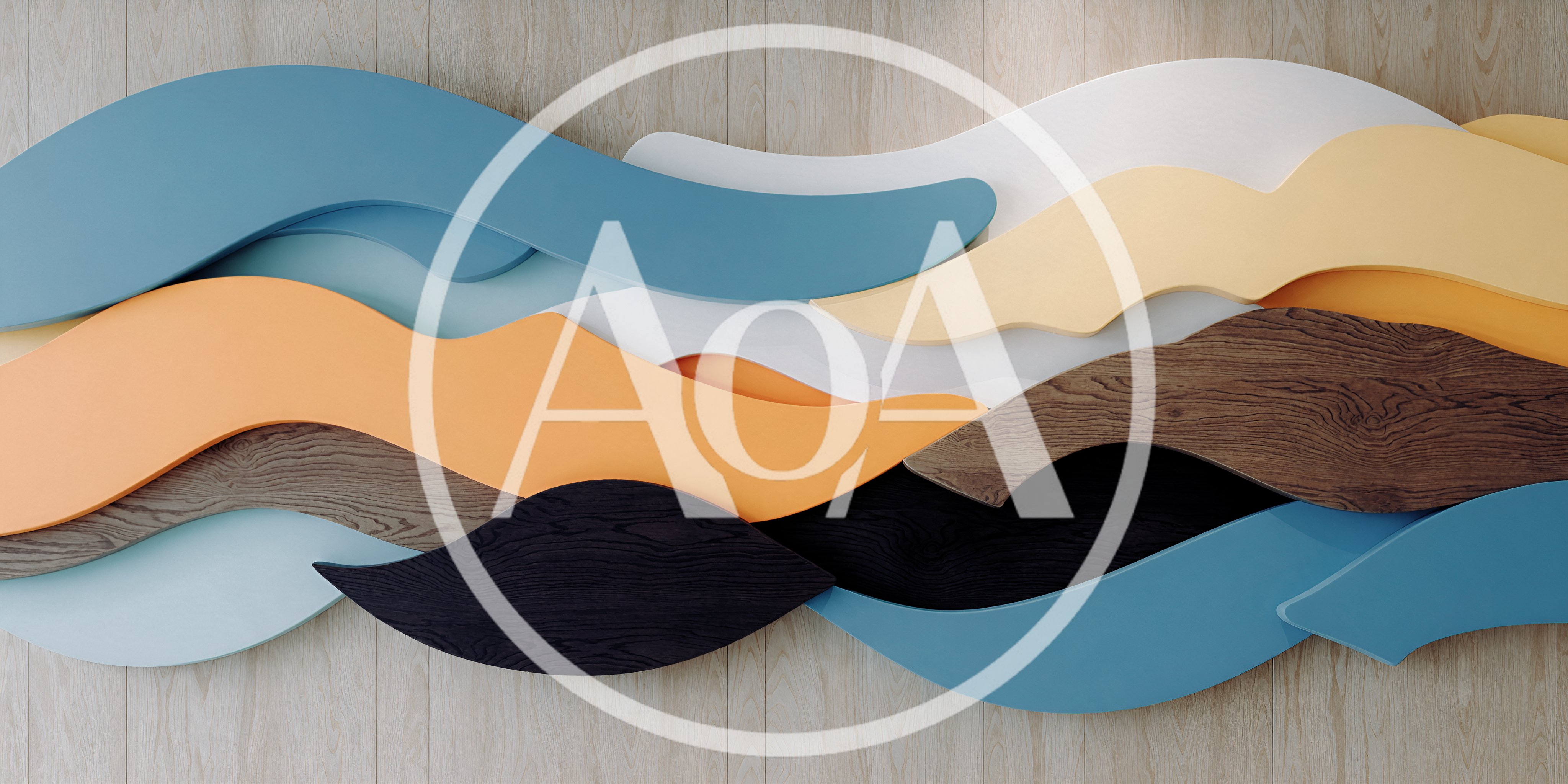 Abstract Layered Wave Wall Art Installation